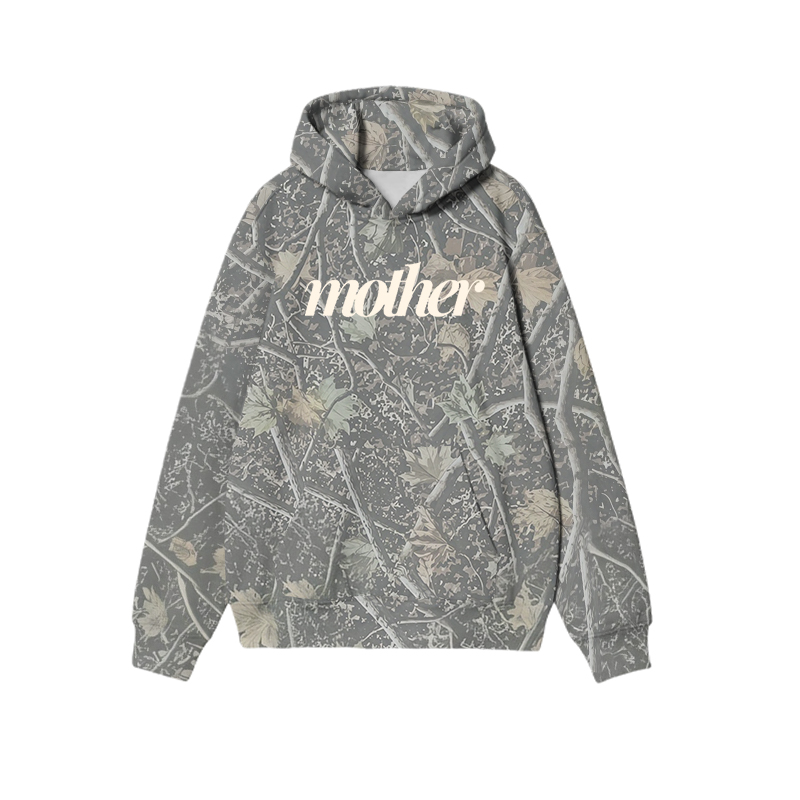 Streetwear Botanical Camo Mother Graphic Print Causal Hoodie - Olive Green - US32-34(5XL) - image 1