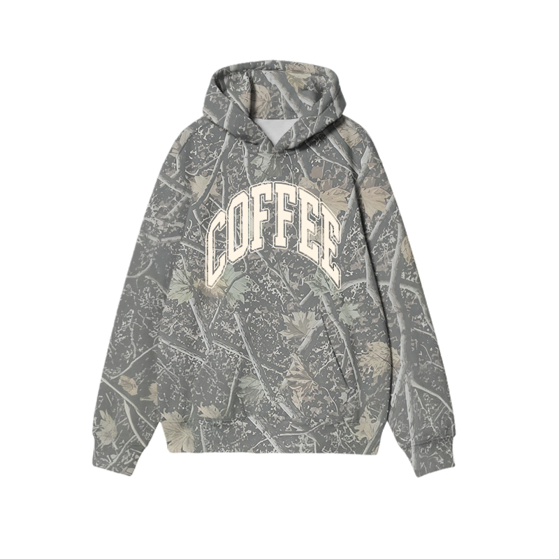 Coffee Camo Graphic Print Causal Hoodie - Olive Green - US32-34(5XL) - image 1