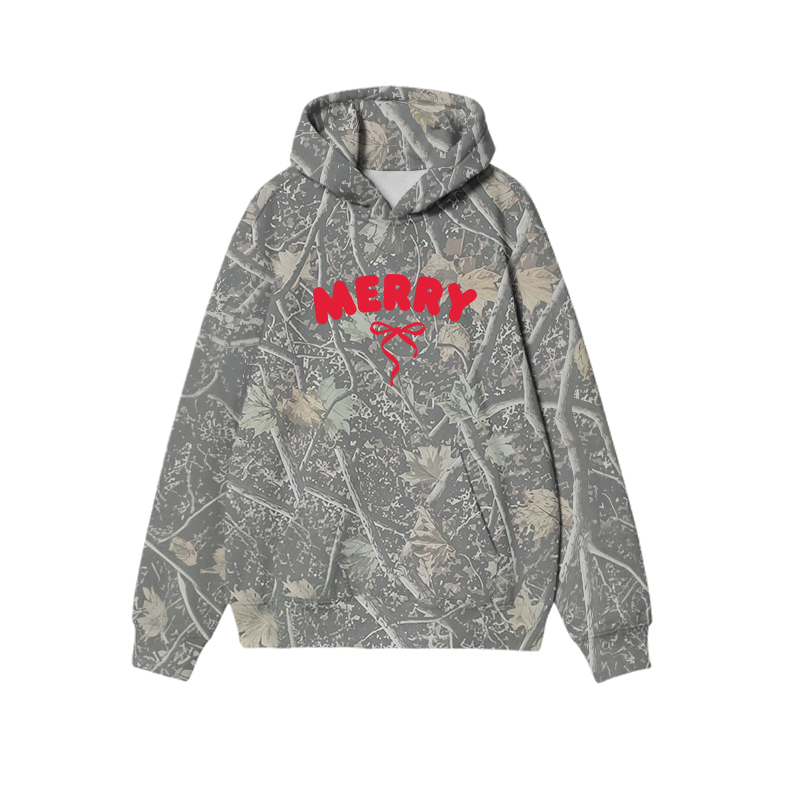 Merry Graphic Bow Camo Graphic Print Causal Hoodie - Olive Green - US32-34(5XL) - image 1