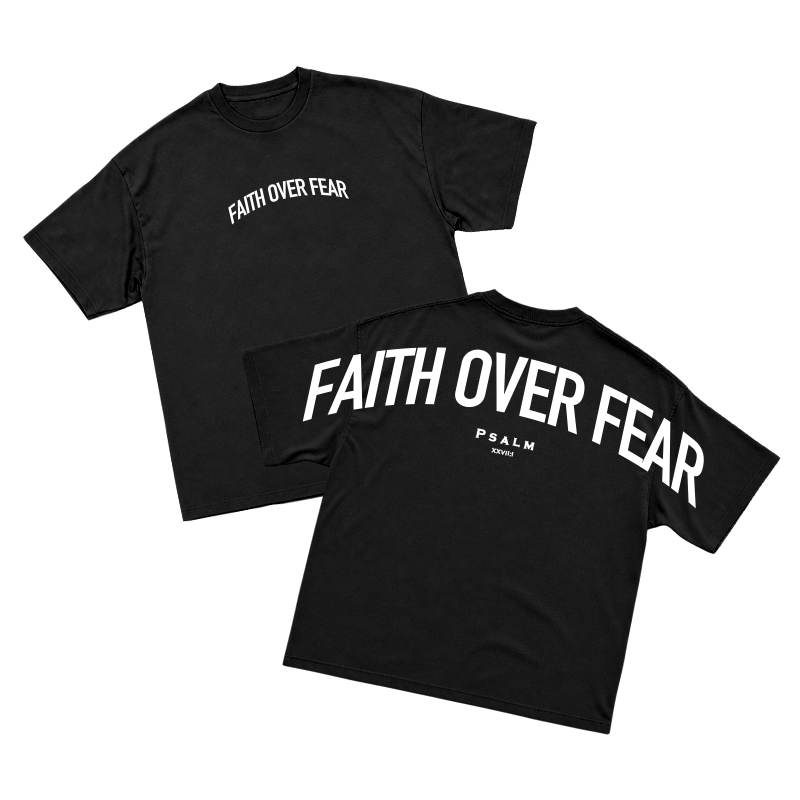 Faith Over Fear Graphic Streetwear T-Shirt - Black - 2XL - image 2