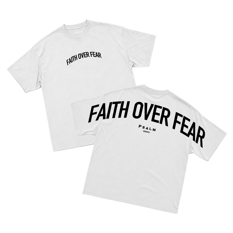 Faith Over Fear Graphic Streetwear T-Shirt - White - 2XL - image 1