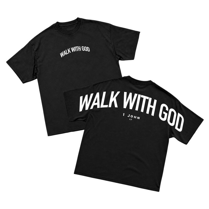 Walk With God 1 John 1:7 Back Print Walk With God Graphic T-Shirt  - Black - 2XL - image 1