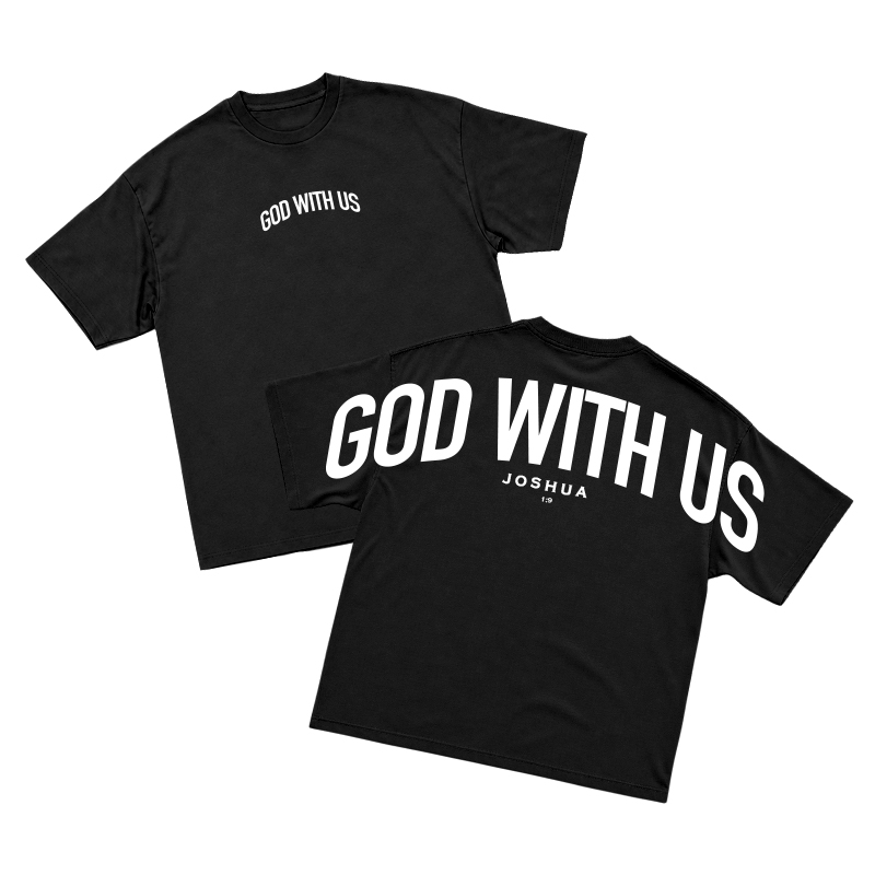 God With Us Joshua 1:9 Back Graphic T-Shirt - Black - 2XL - image 2