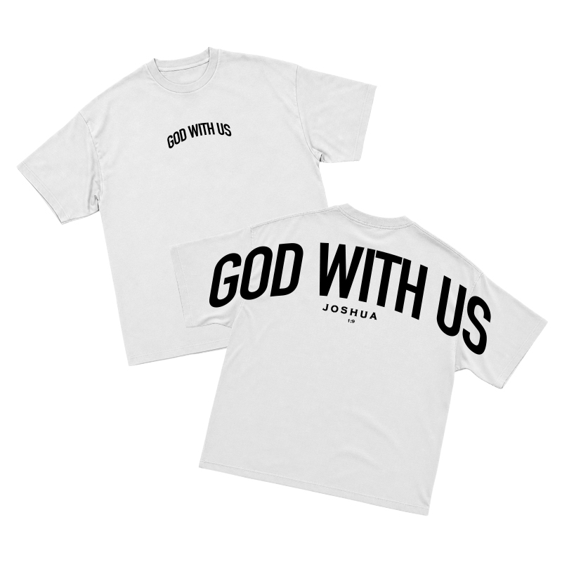 God With Us Joshua 1:9 Back Graphic T-Shirt - White - 2XL - image 1