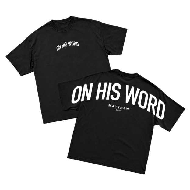 Faith Graphic On His Word Round Neck T-Shirt - Black - 2XL - image 2