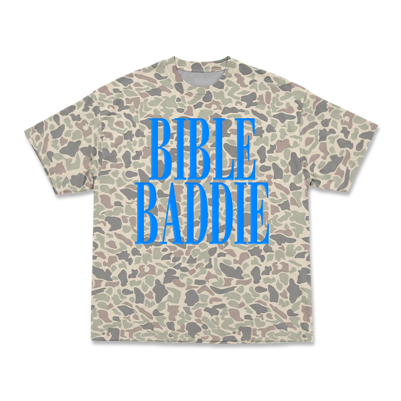 Bible Baddie Camo Graphic T-Shirt - Apricot - 3XL - image 1