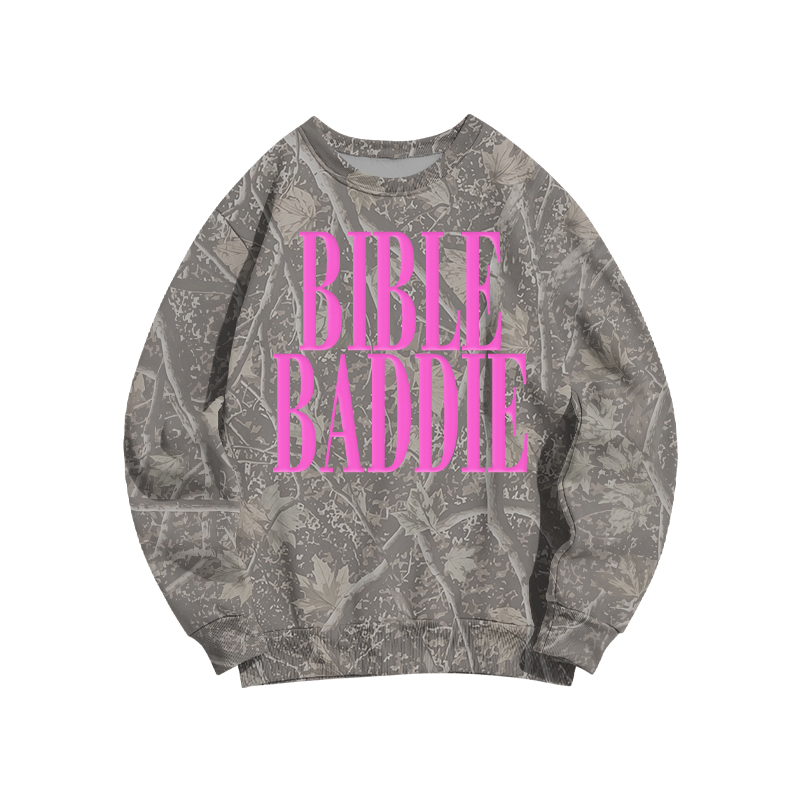 Bible Baddie Camo Graphic Sweatshirt - Khaki - 3XL - image 1