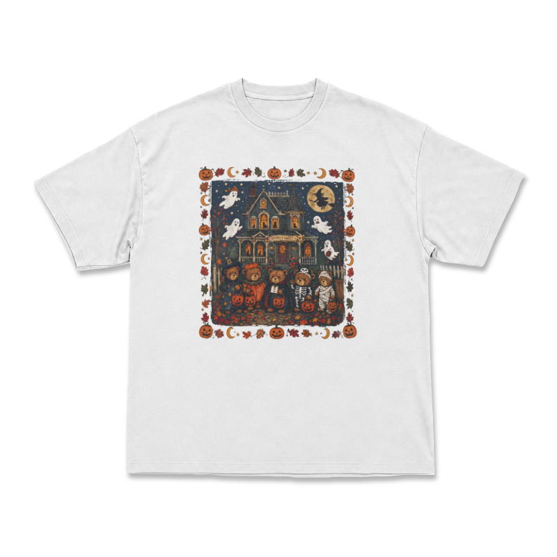 Halloween Haunted House Graphic T-Shirt - White - US16-18(2XL) - image 1