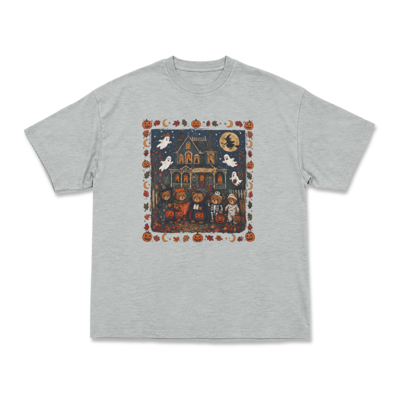 Halloween Haunted House Graphic T-Shirt - Grey - US16-18(2XL) - image 3