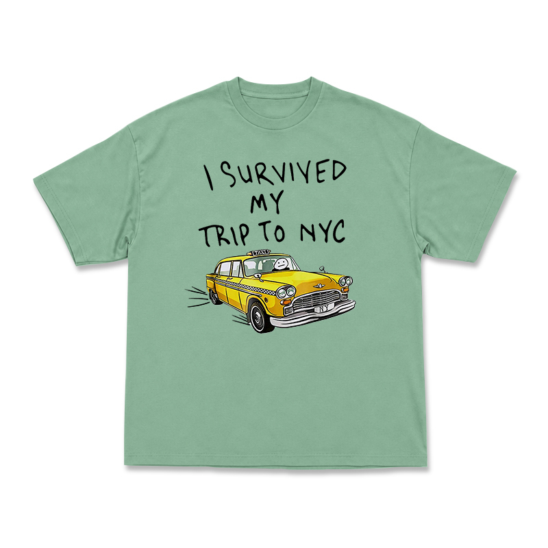 Casual I Survived My Trip to NYC Taxi Graphic T-Shirt - Light Green - US16-18(2XL) - image 3