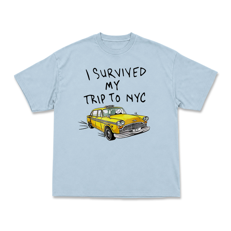 Casual I Survived My Trip to NYC Taxi Graphic T-Shirt - Light Blue - US16-18(2XL) - image 2
