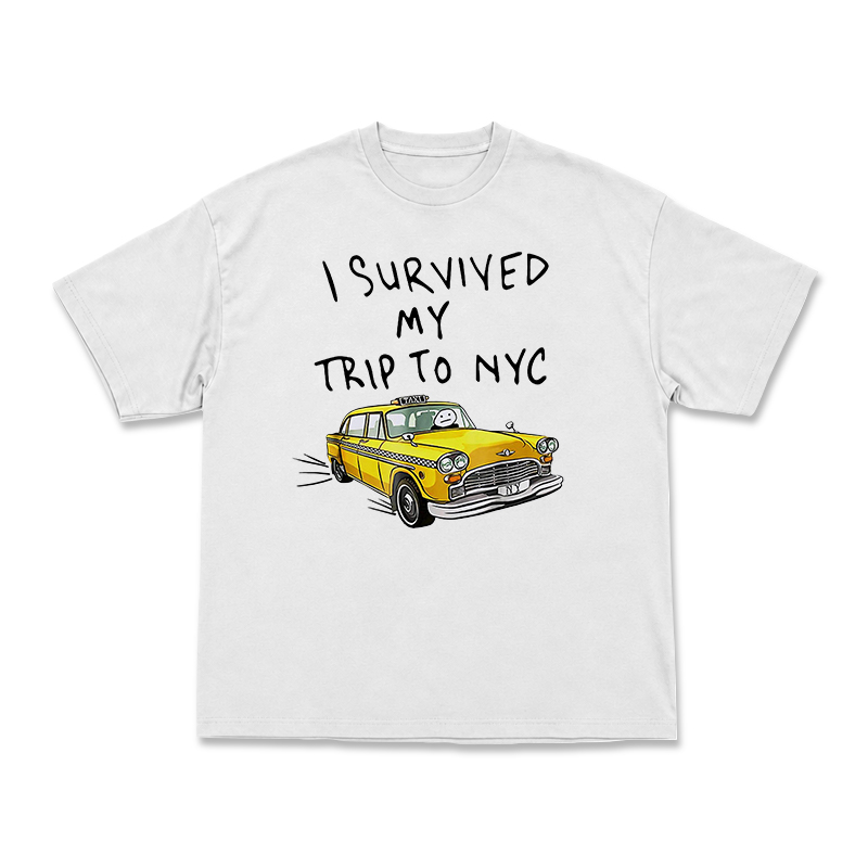 Casual I Survived My Trip to NYC Taxi Graphic T-Shirt - White - US16-18(2XL) - image 1
