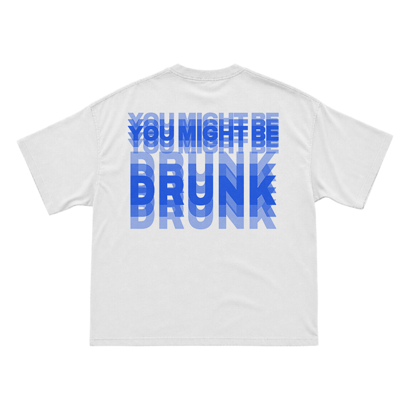 You Might Be Drunk Glitch Effect Print T-shirt - White + Blue - US16-18(2XL) - image 14