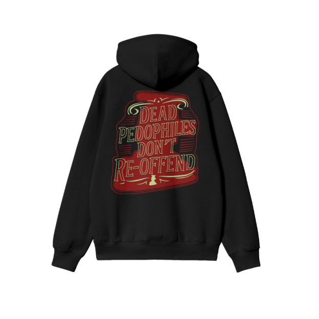 Street Dead Pedophiles Don't Re-offend Print Hoodie - Black - US16-18(2XL) - image 1
