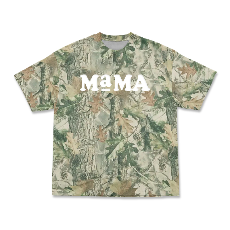 Street Style MAMA Leaf Camo Short Sleeve T-Shirt - Green - 3XL - image 2