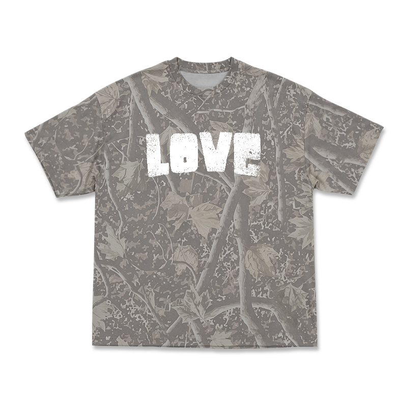 Urban Woodland Print Love Graphic T-Shirt - Olive Green - 3XL - image 2