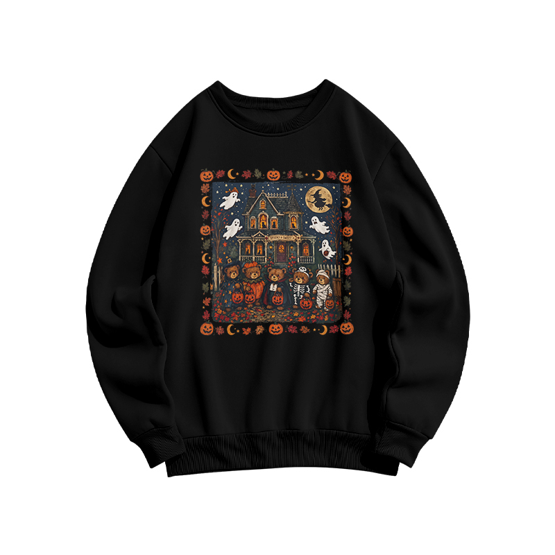 Halloween Haunted House Graphic Print Sweatshirt - Black - US16-18(2XL) - image 2