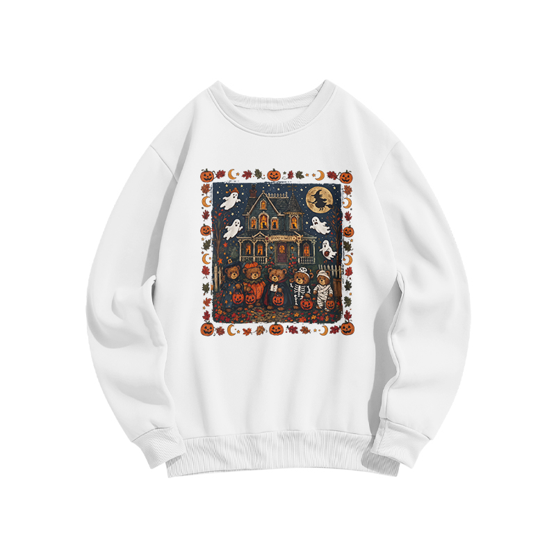 Halloween Haunted House Graphic Print Sweatshirt - White - US16-18(2XL) - image 1