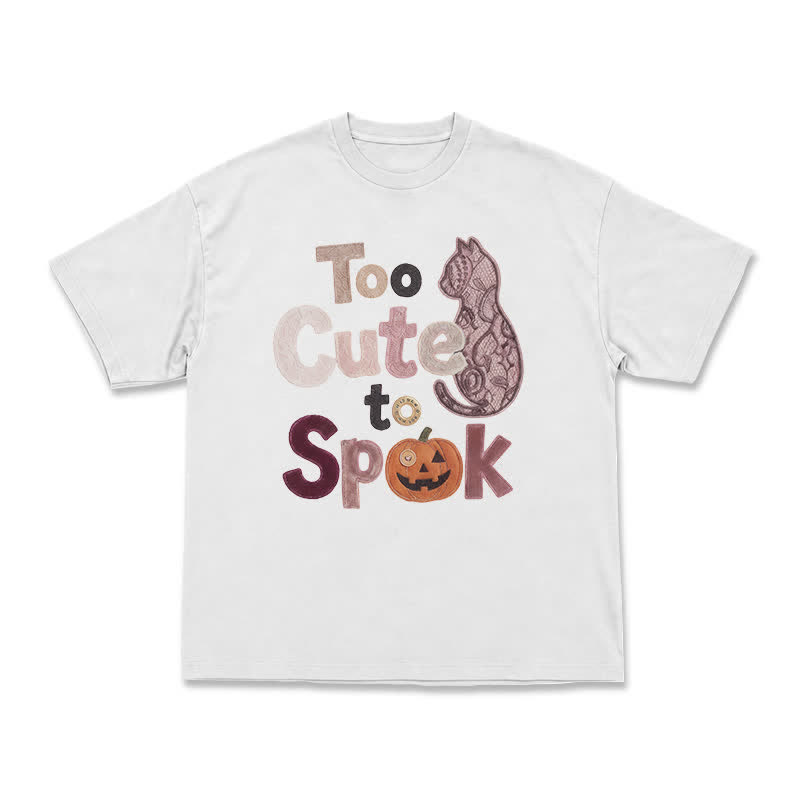 Playful Halloween Cat Silhouette Boxy Crewneck T-Shirt - White - US16-18(2XL) - image 1