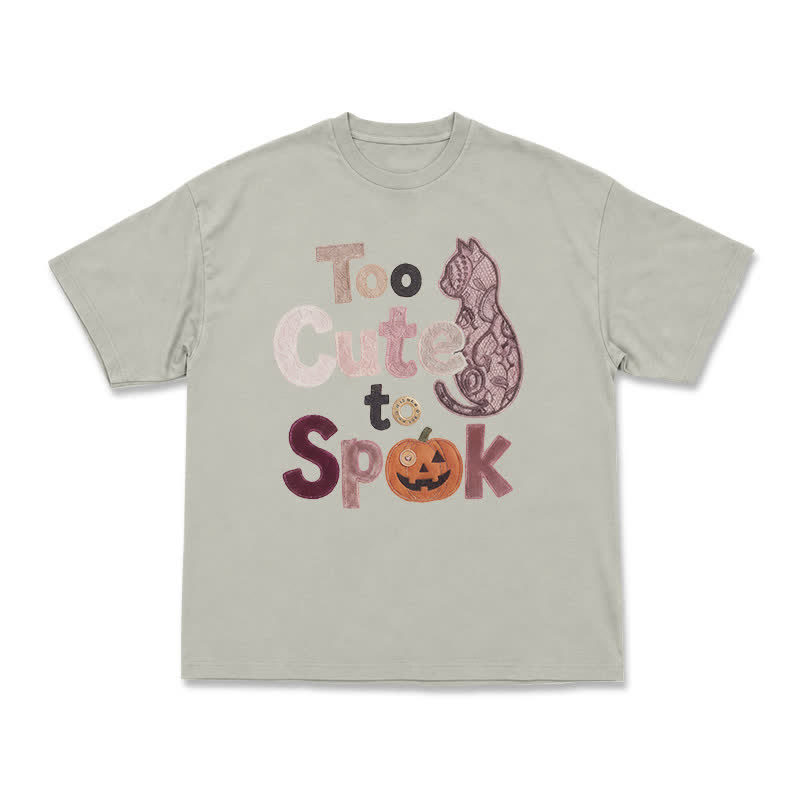 Playful Halloween Cat Silhouette Boxy Crewneck T-Shirt - Warm Grey - US16-18(2XL) - image 3