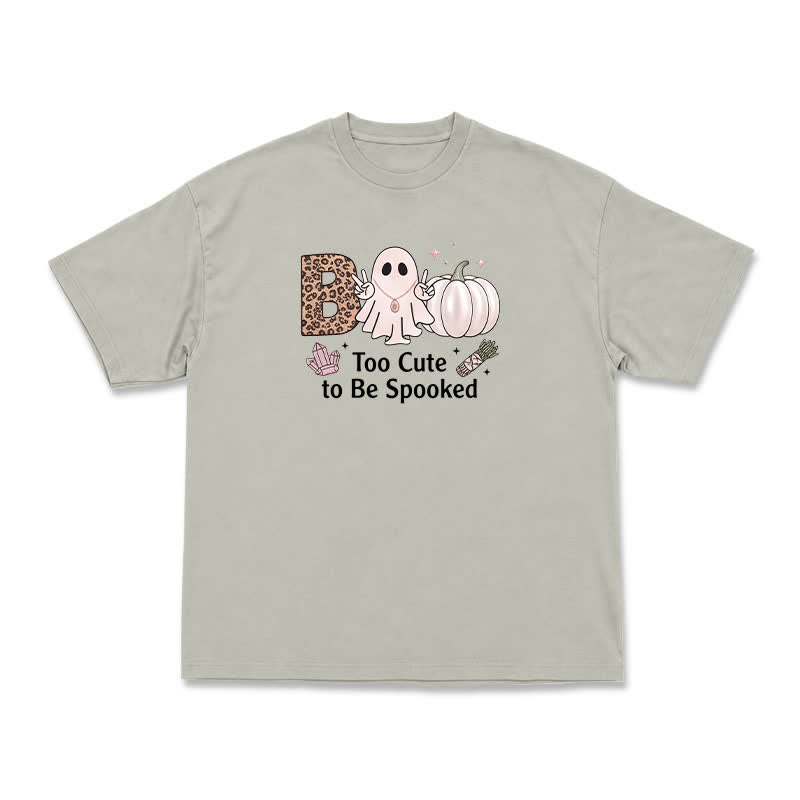 Relaxed Fit Halloween Ghost Pumpkin Illustration T-Shirt - Warm Grey - US16-18(2XL) - image 2