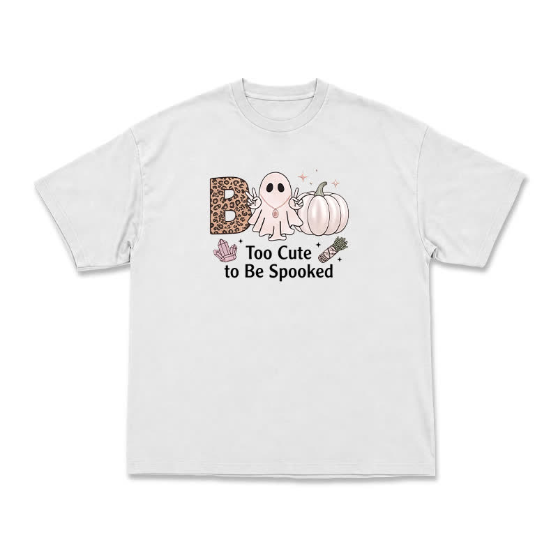 Relaxed Fit Halloween Ghost Pumpkin Illustration T-Shirt - White - US16-18(2XL) - image 1