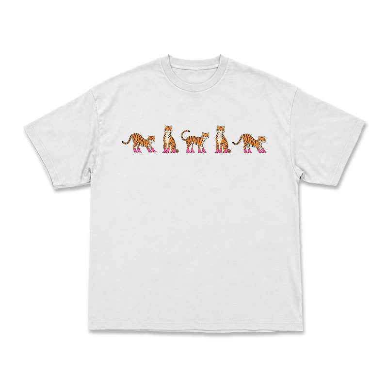Lavender Mini Tiger Print Relaxed Fit Short Sleeve T-Shirt - White - US16-18(2XL) - image 1