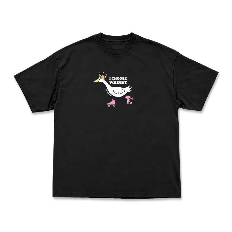 Casual Whimsy Crown Duck Graphic Relaxed Crewneck T-Shirt - Black - US16-18(2XL) - image 10
