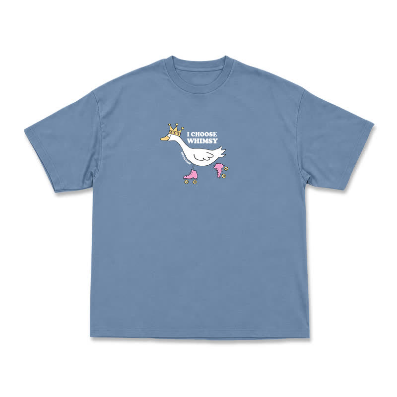 Casual Whimsy Crown Duck Graphic Relaxed Crewneck T-Shirt - Dusty Blue - US16-18(2XL) - image 3