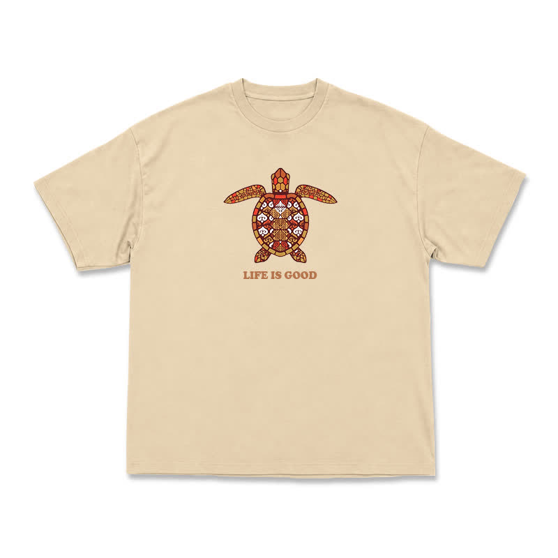 Relaxed Fit Life Is Good Turtle Art Everyday Crew Neck T-Shirt - Apricot - US16-18(2XL) - image 8