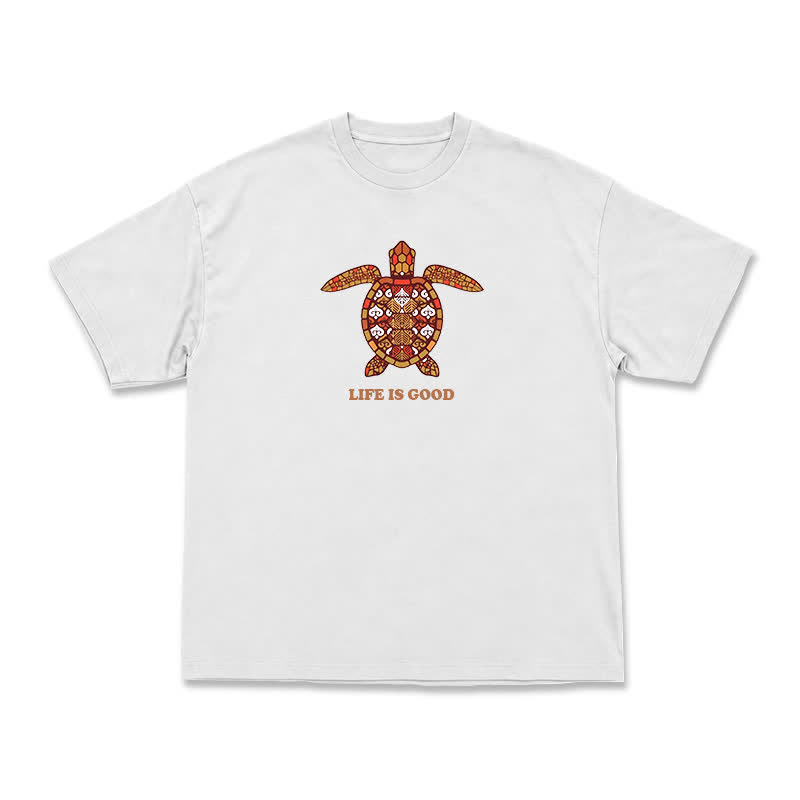 Relaxed Fit Life Is Good Turtle Art Everyday Crew Neck T-Shirt - White - US16-18(2XL) - image 2