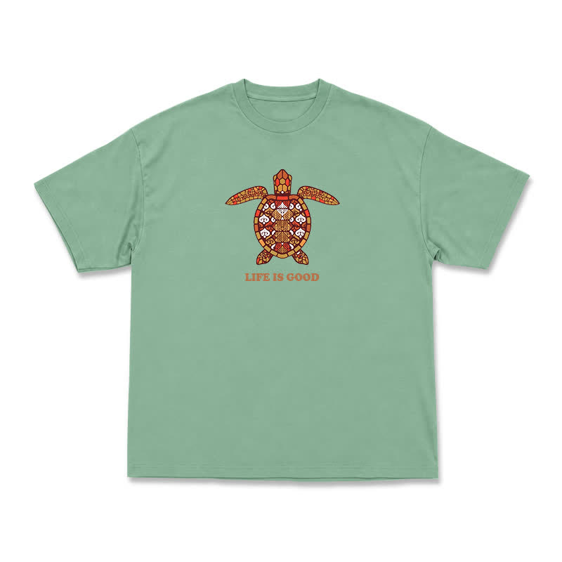 Relaxed Fit Life Is Good Turtle Art Everyday Crew Neck T-Shirt - Light Green - US16-18(2XL) - image 1