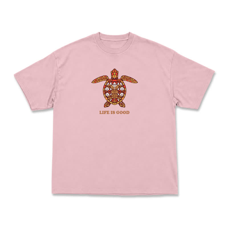 Relaxed Fit Life Is Good Turtle Art Everyday Crew Neck T-Shirt - Pink - US16-18(2XL) - image 5