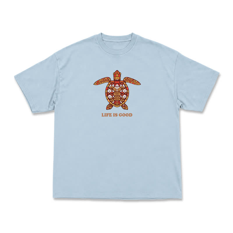 Relaxed Fit Life Is Good Turtle Art Everyday Crew Neck T-Shirt - Light Blue - US16-18(2XL) - image 4