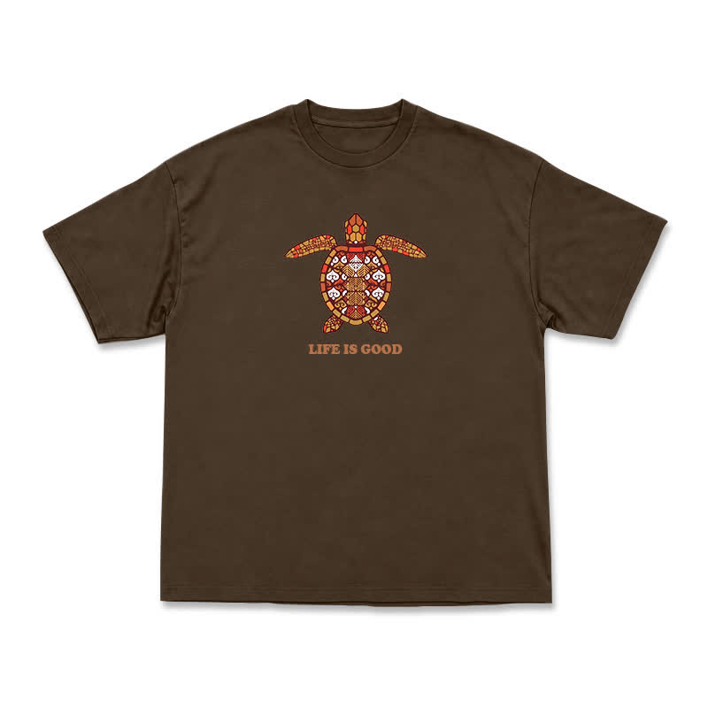 Relaxed Fit Life Is Good Turtle Art Everyday Crew Neck T-Shirt - Coffee - US16-18(2XL) - image 7