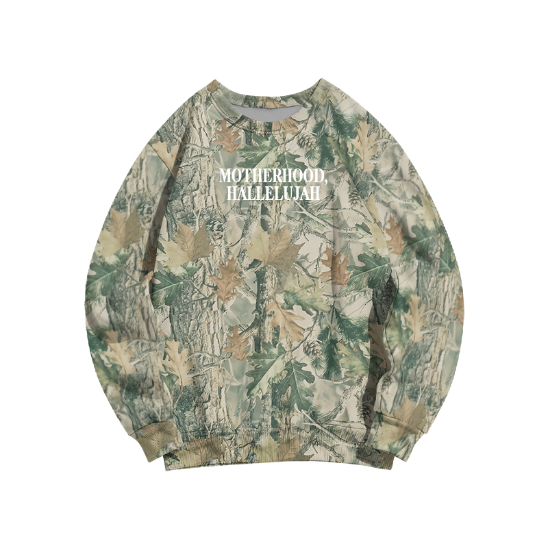 Vintage Camo MOTHERHOOD HALLELUJAH  Print Sweatshirt - Olive Green - 3XL - image 1