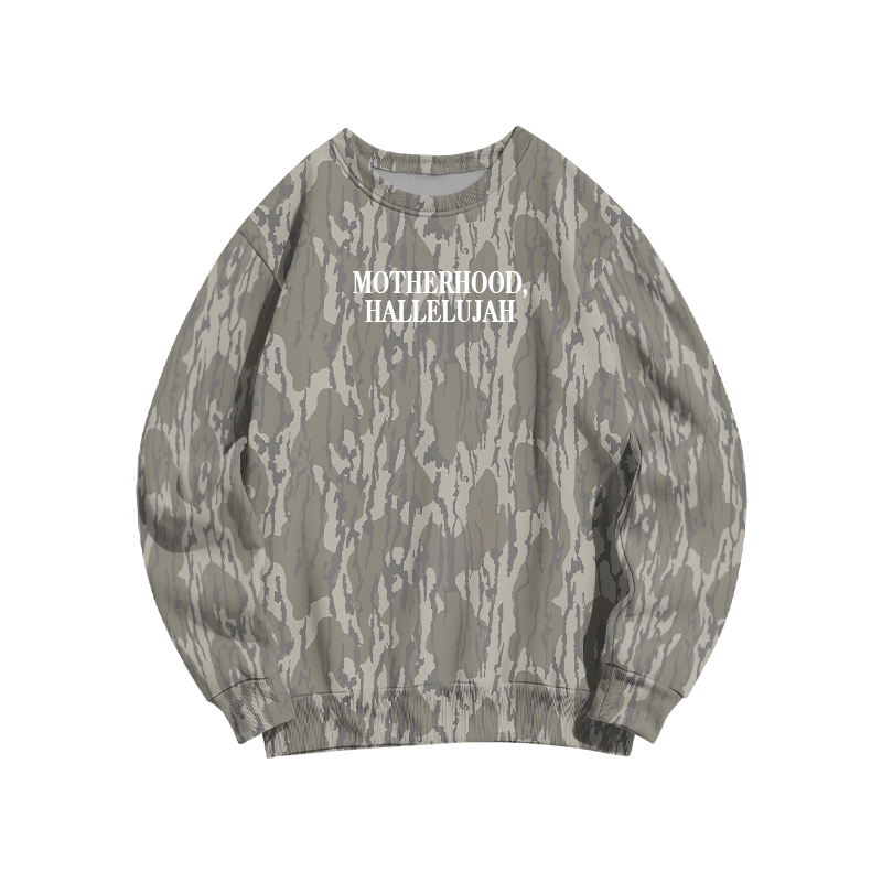 Vintage Camo MOTHERHOOD HALLELUJAH  Print Sweatshirt - Khaki - 3XL - image 1