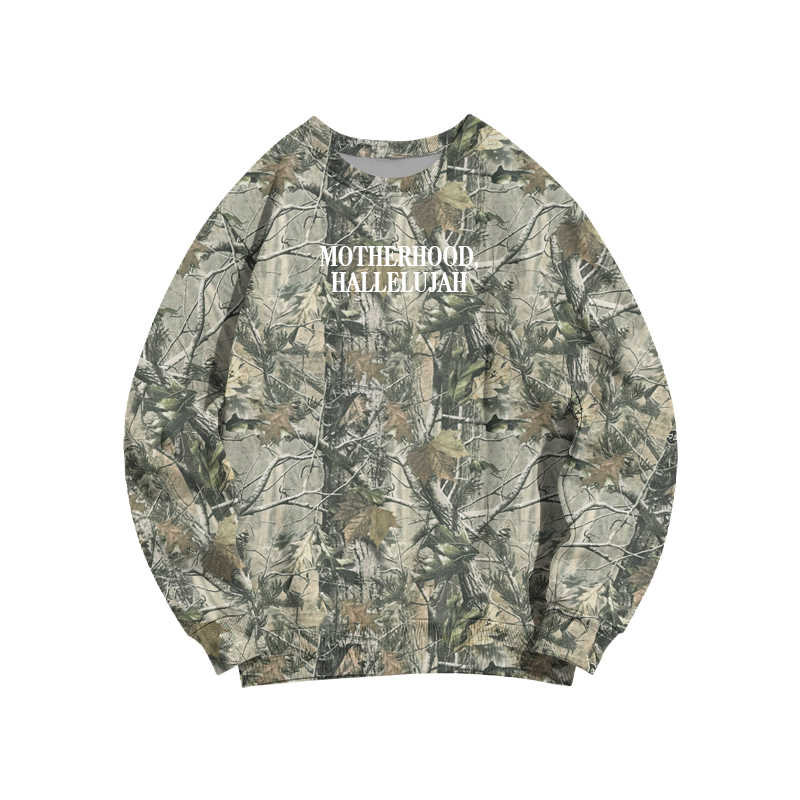 Vintage Camo MOTHERHOOD HALLELUJAH Print Sweatshirt - Army Green - 3XL - image 4
