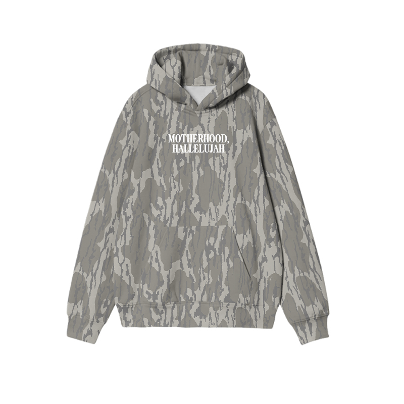 Vintage Camo MOTHERHOOD HALLELUJAH Graphic Print Causal Hoodie - Khaki - US32-34(5XL) - image 2