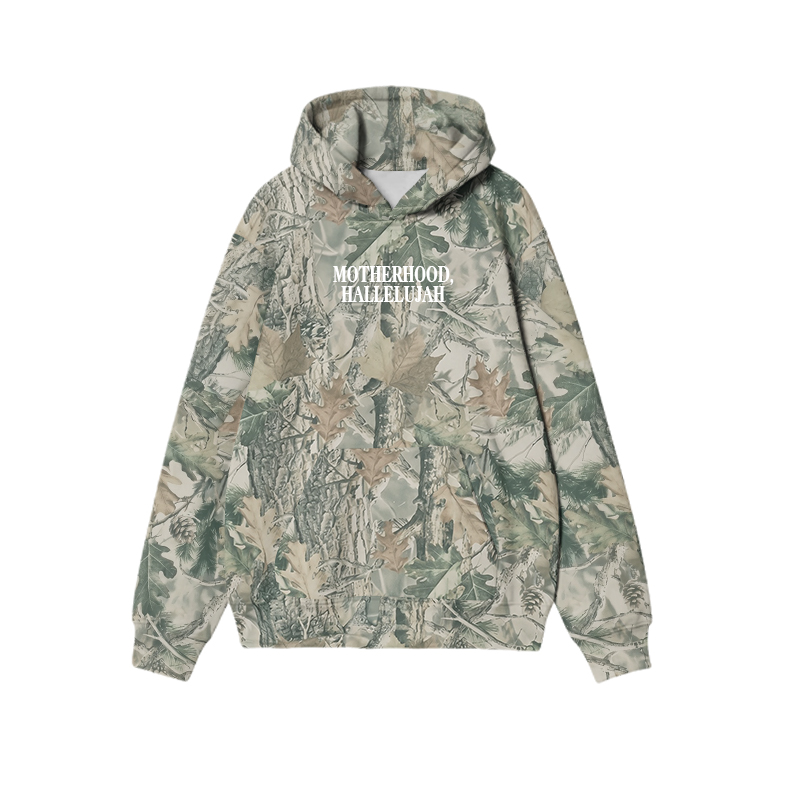 Vintage Camo MOTHERHOOD HALLELUJAH Graphic Print Causal Hoodie - Green - US32-34(5XL) - image 4