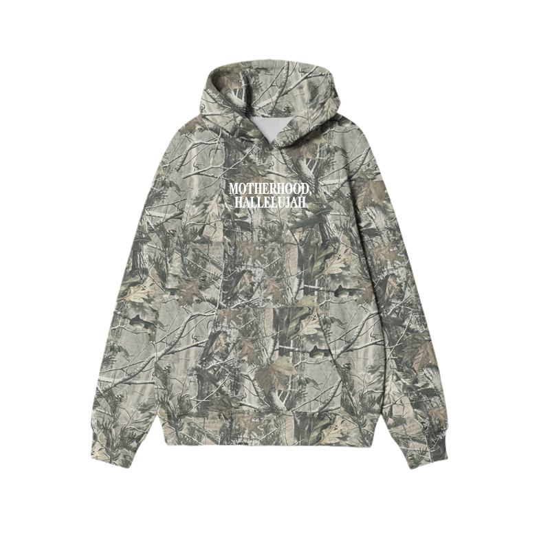Vintage Camo MOTHERHOOD HALLELUJAH Graphic Print Causal Hoodie - Army Green - US32-34(5XL) - image 3