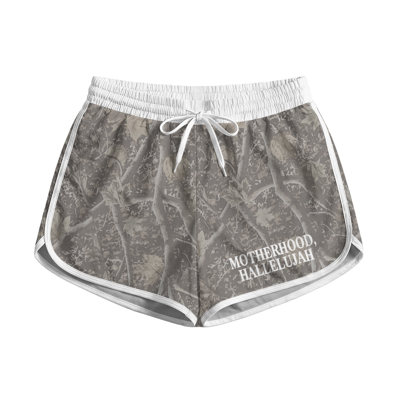 Vintage Camo MOTHERHOOD HALLELUJAH Print Casual Pocket Shorts - Olive Green - 5XL - image 2