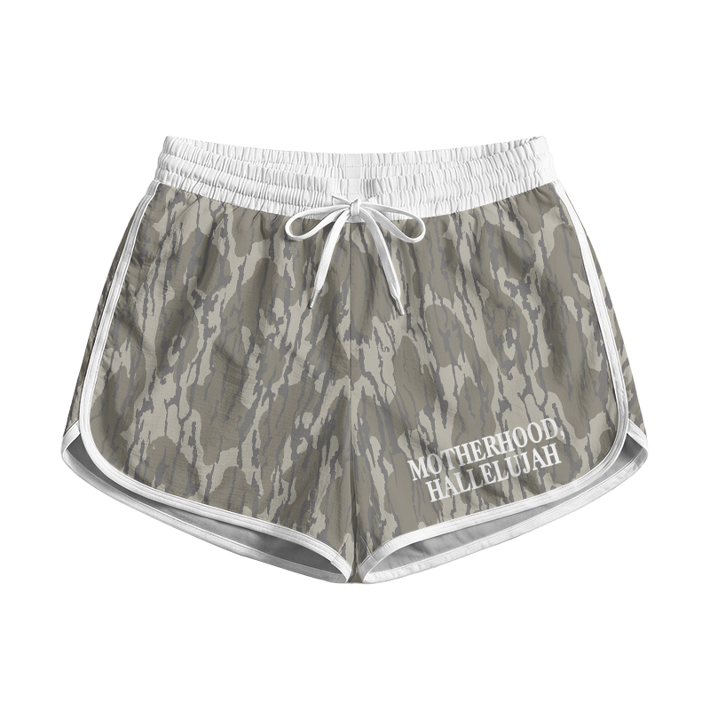 Vintage Camo MOTHERHOOD HALLELUJAH Print Casual Pocket Shorts - Khaki - 5XL - image 1