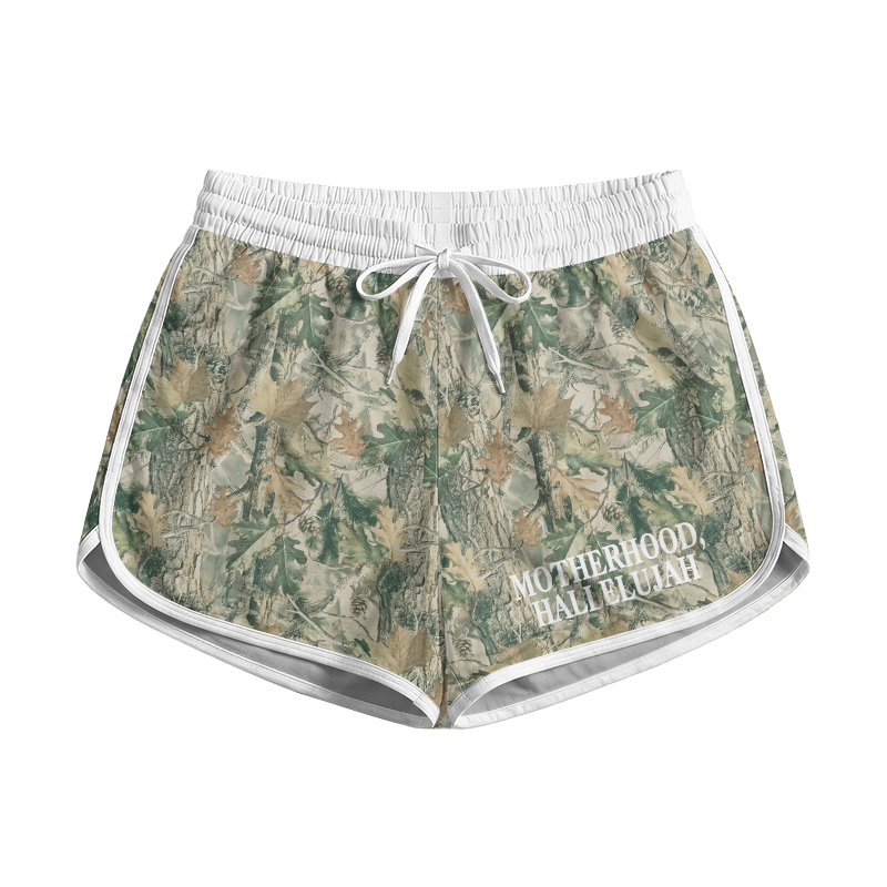 Vintage Camo MOTHERHOOD HALLELUJAH Print Casual Pocket Shorts - Green - 5XL - image 4