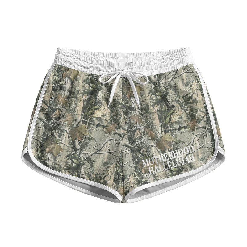 Vintage Camo MOTHERHOOD HALLELUJAH Print Casual Pocket Shorts - Army Green - 5XL - image 3