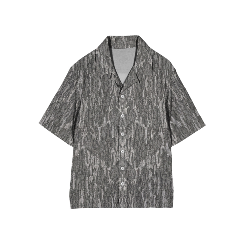 Vintage Camo Print Camp-collar Shirt - Grey - 6XL - image 2