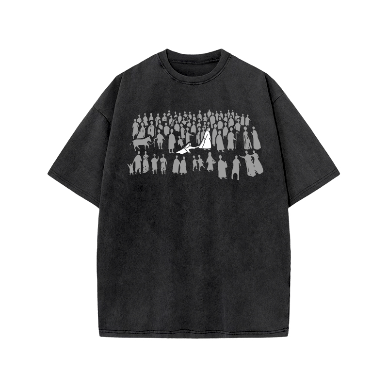 Vintage Silhouette Graphic Graphic Print Acid Washed T-shirt - Black - US20-22(3XL) - image 2