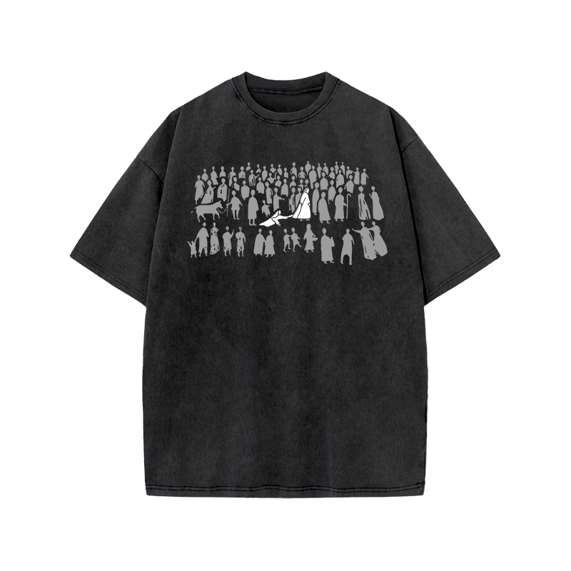 Vintage Silhouette Graphic Graphic Print Acid Washed T-shirt - Black - US20-22(3XL) - image 2