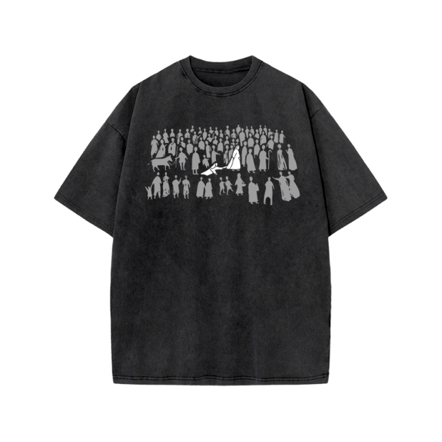 Vintage Silhouette Graphic Graphic Print Acid Washed T-shirt - Black - US20-22(3XL) - image 2