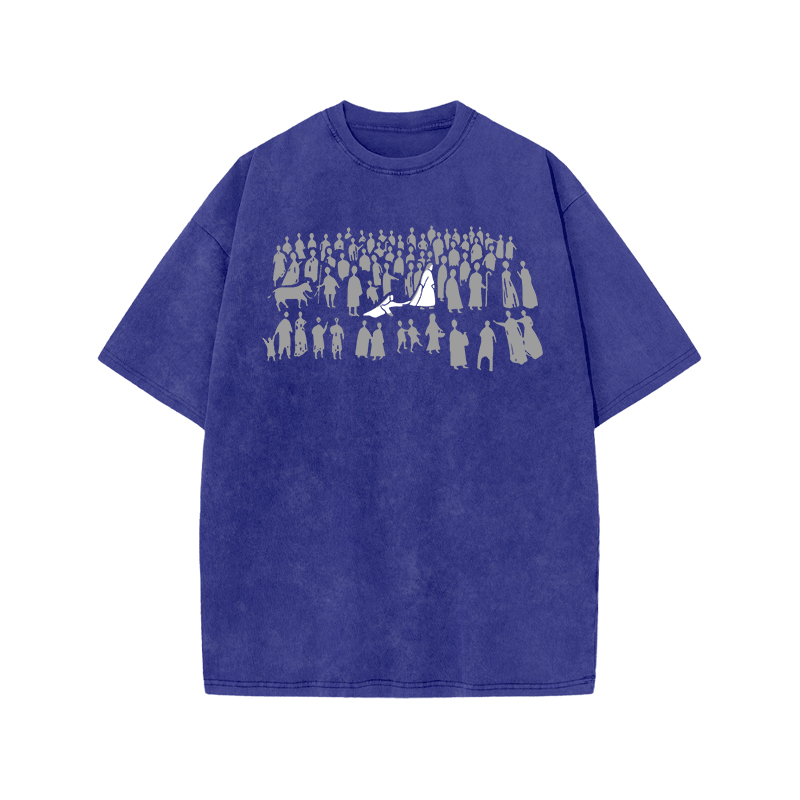 Vintage Silhouette Graphic Graphic Print Acid Washed T-shirt - Blue - US20-22(3XL) - image 7
